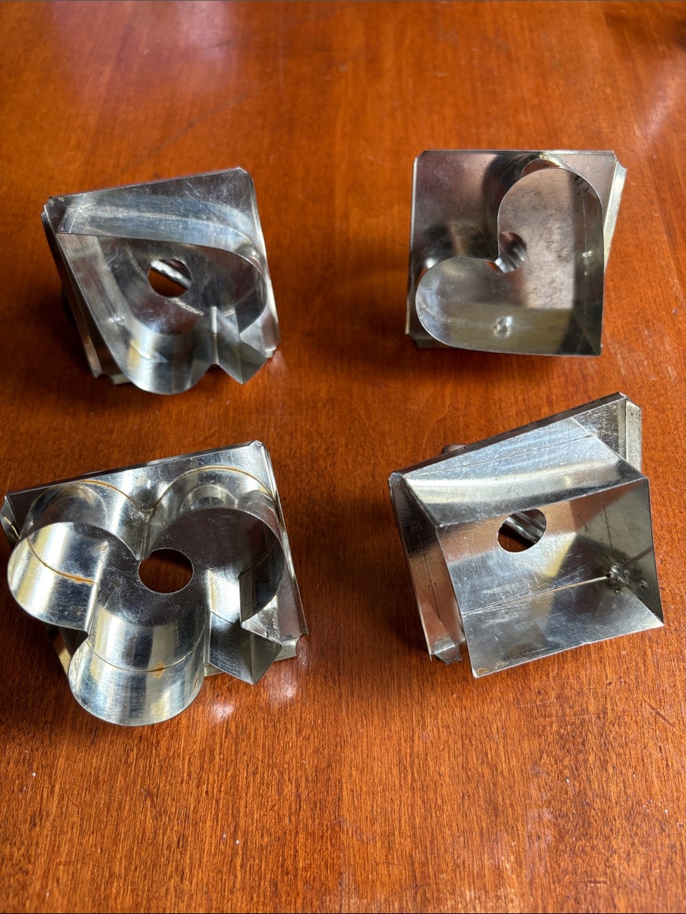 Set of 4 Vintage Metal Cookie Cutters Playing Cards Hearts Spades Clubs Diamond